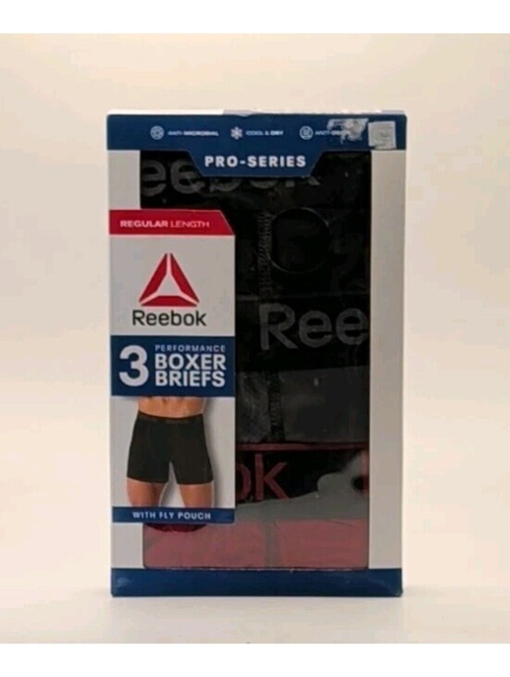 Reebok Men's Pro Series Performance Boxer Briefs Small Black Gray Red